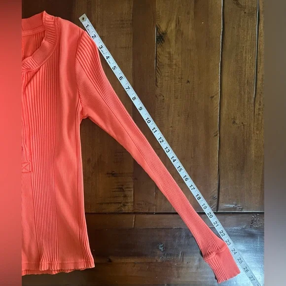 Aerie stretch ribbed henley long sleeve shirt top - Picture 7 of 9